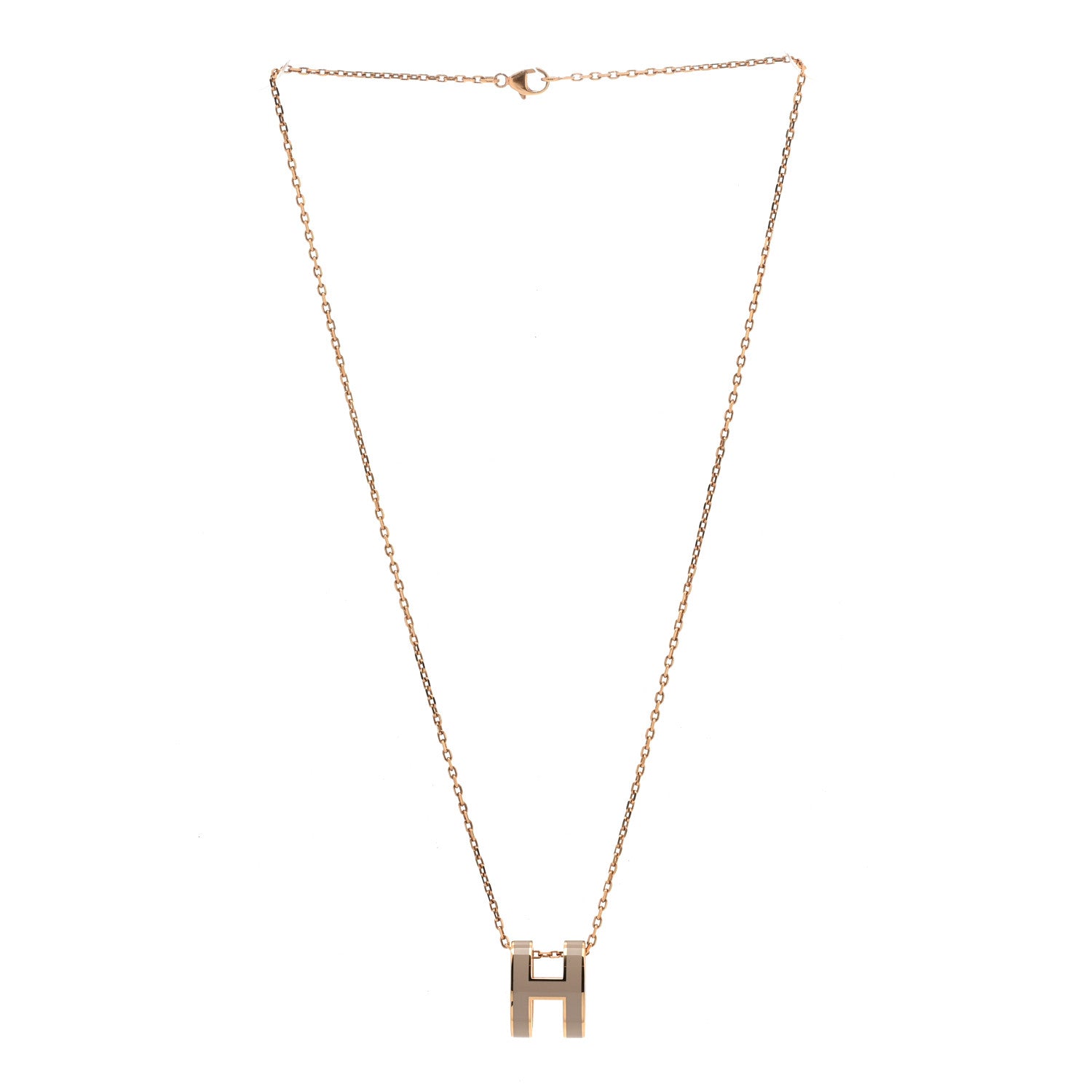 Hermes Lacquered Gold Pop H Pendant Necklace Marron Glace 3 of 7