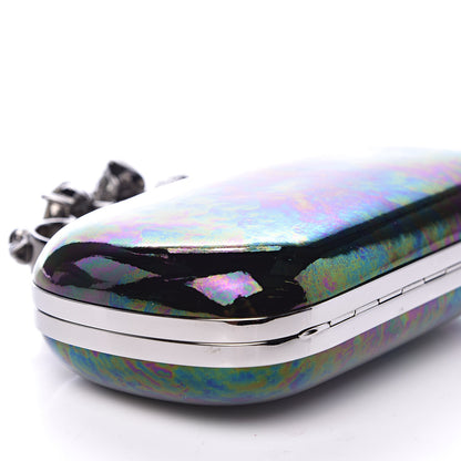 Alexander McQueen Patent Skull Knuckle Oil Slick Duster Box Clutch Multicolor 8 of 11