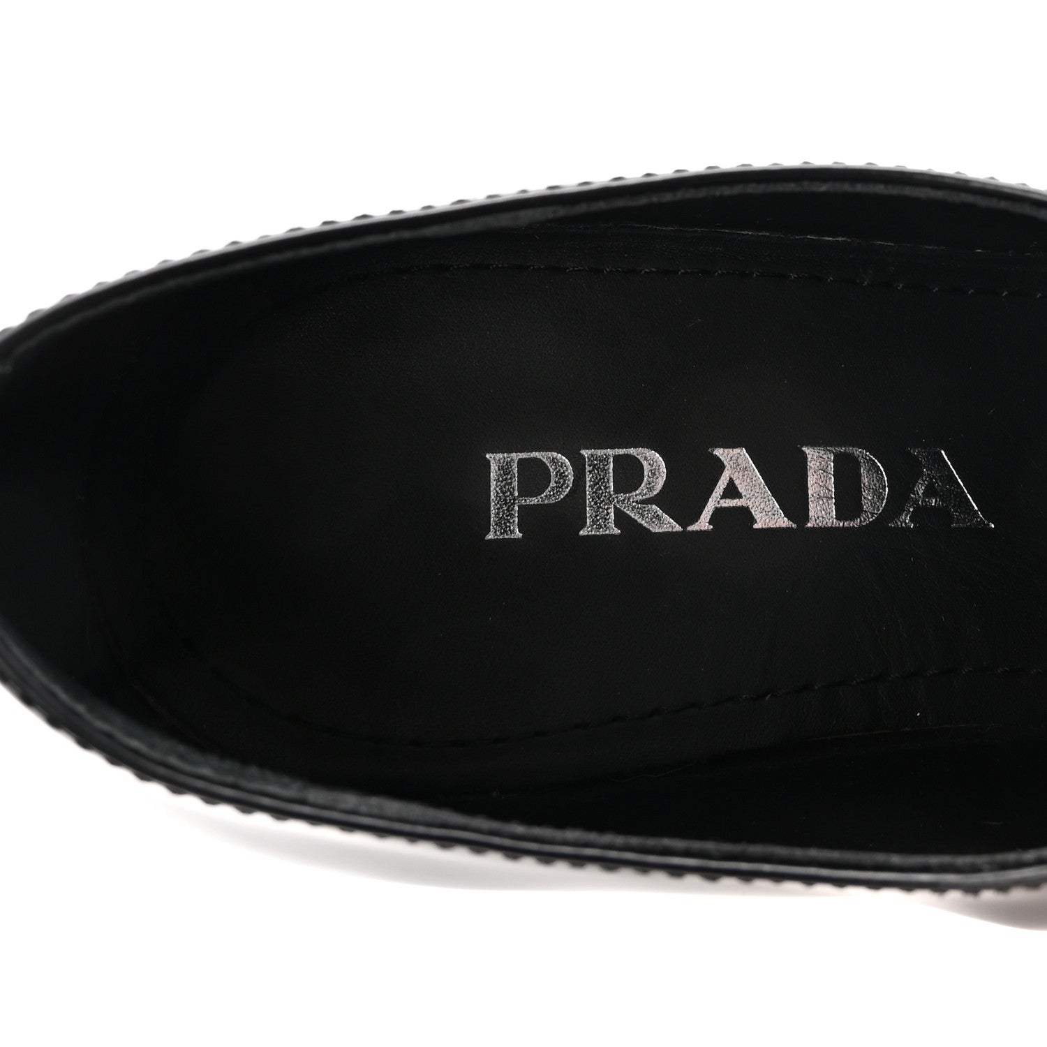 Prada Spazzolato Metal Triangle Logo 50mm Loafers 37 Black 8 of 9