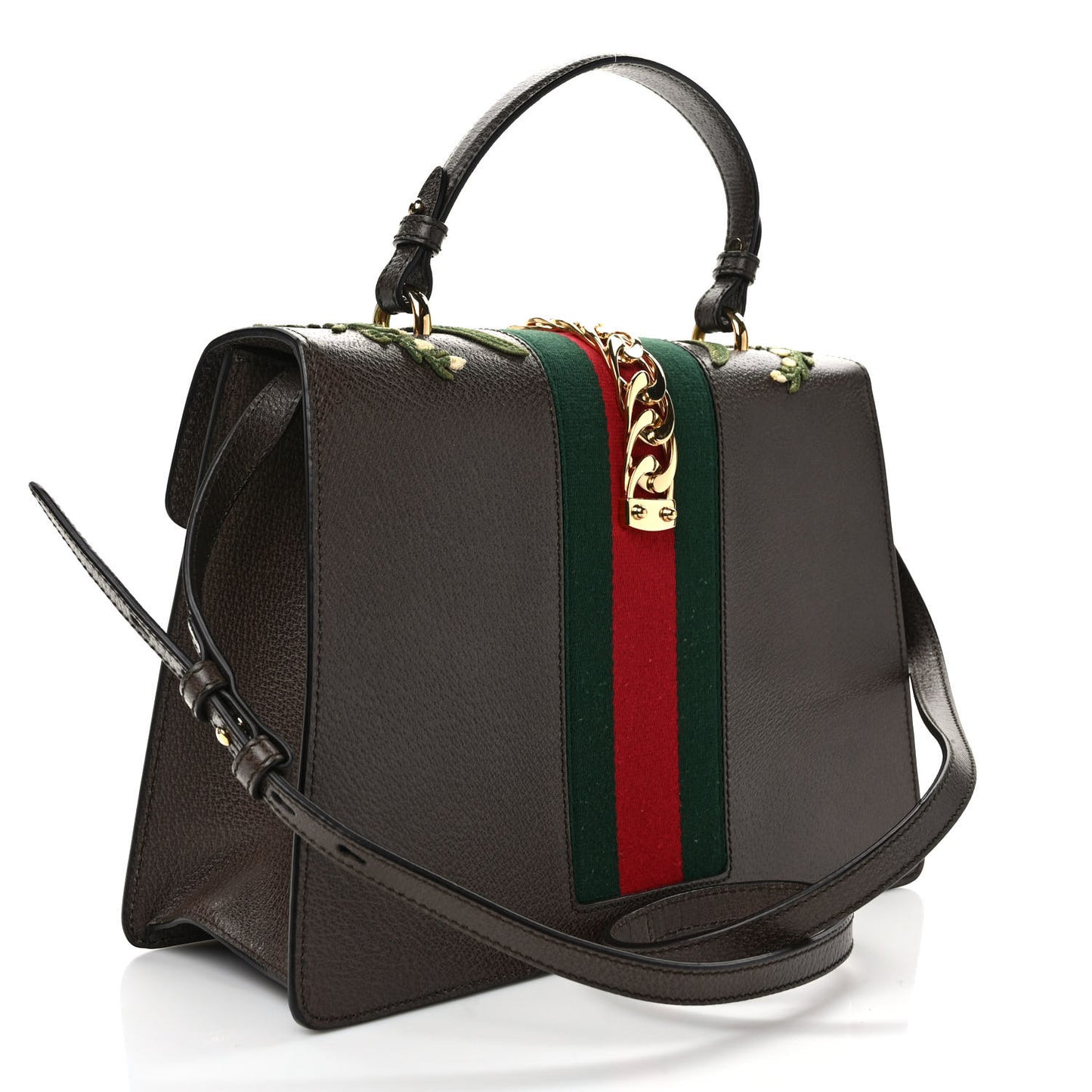 Calfskin Embroidered Medium Sylvie Top Handle Bag New Acero Multicolor