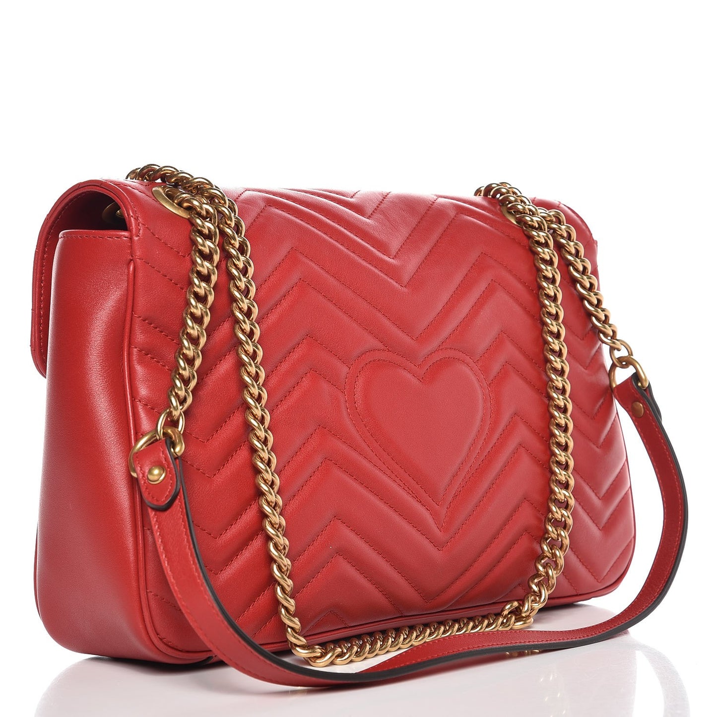 Calfskin Matelasse Medium GG Marmont Shoulder Bag Hibiscus Red
