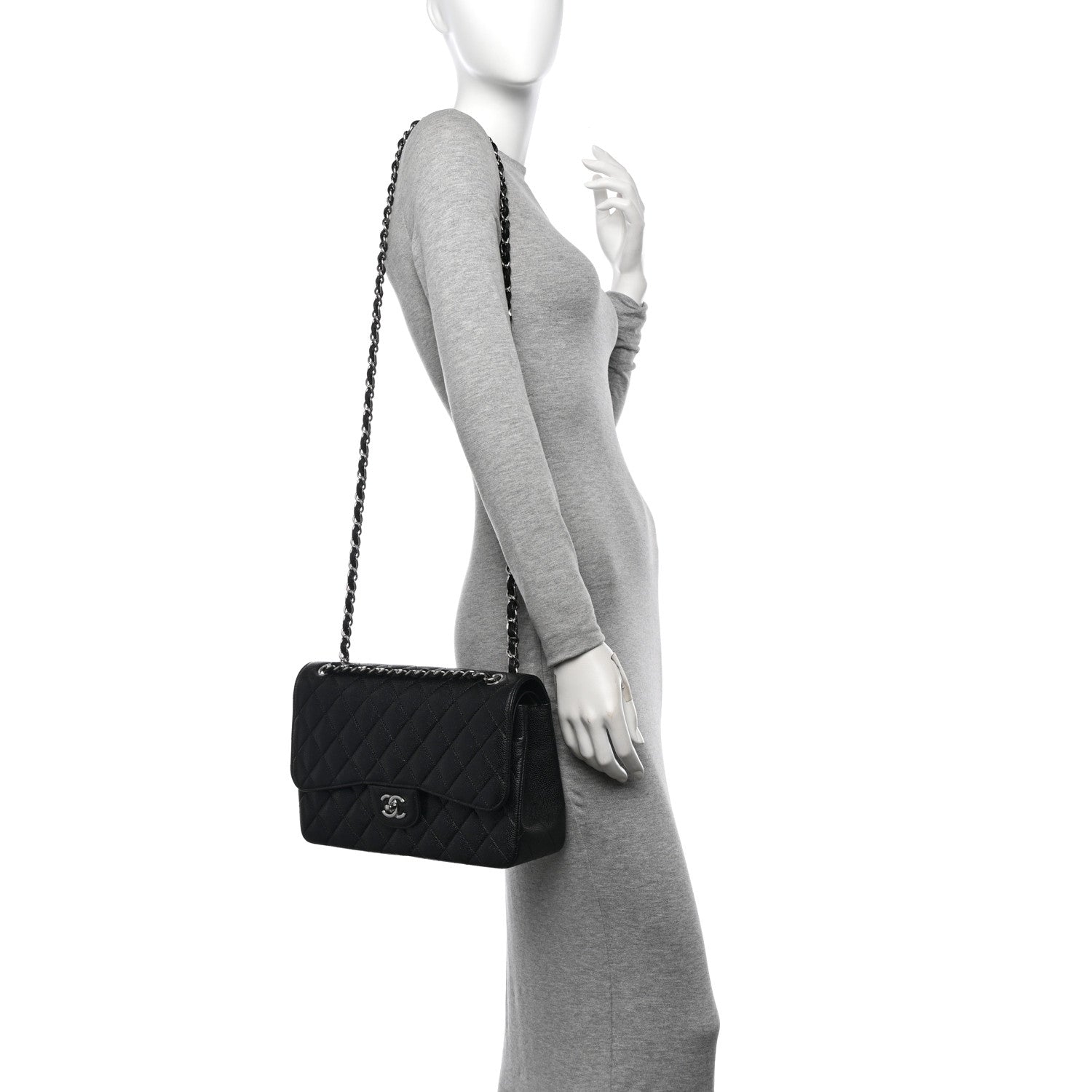 Chanel Caviar Quilted Jumbo Double Flap Black 2 of 11
