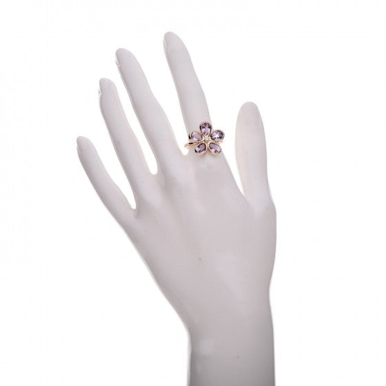 18K Rose Gold Amethyst Diamond Sparklers Flower Ring 54 6.75