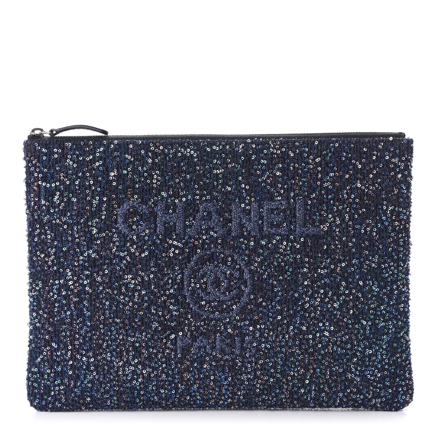 Canvas Sequin Medium Deauville Cosmetic Pouch Blue