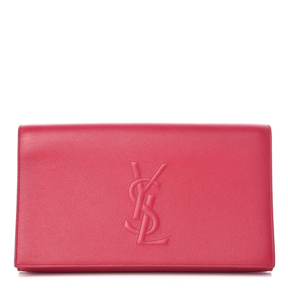 Saint Laurent Goatskin Monogram Large Belle De Jour Clutch Lipstick Fuchsia 1 of 8