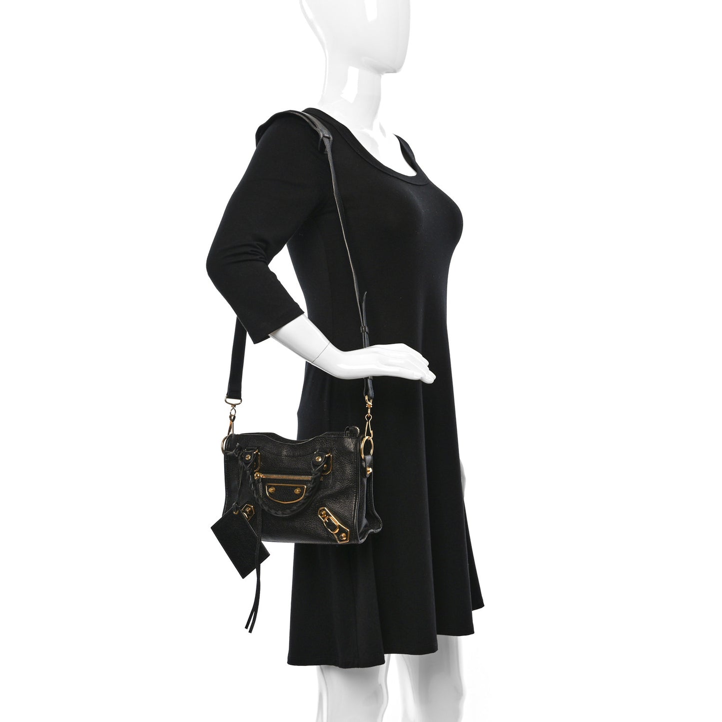 Chevre Gold Metallic Edge Hardware Mini City Black
