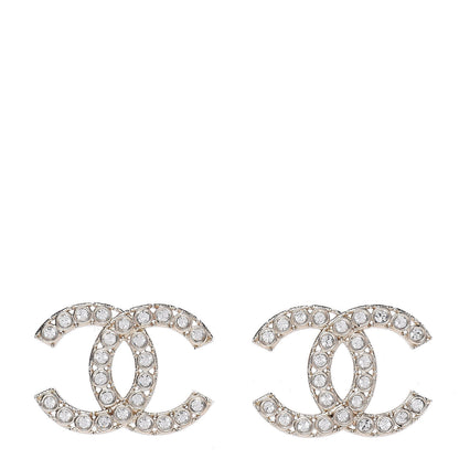 Chanel Crystal CC Earrings Light Gold 1 of 5