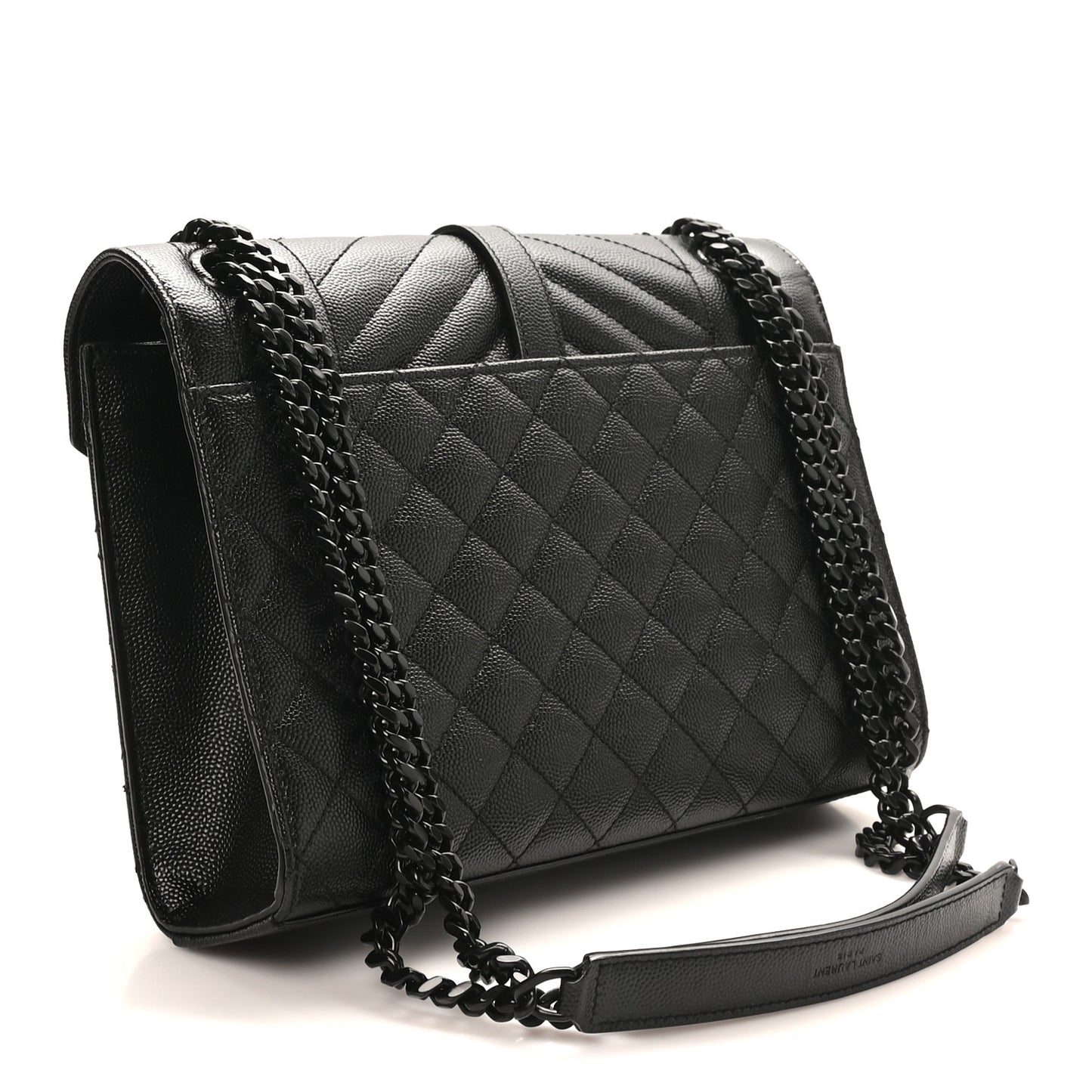 Grain De Poudre Textured Mixed Matelasse Triquilt Medium Monogram Monochrome Satchel Black