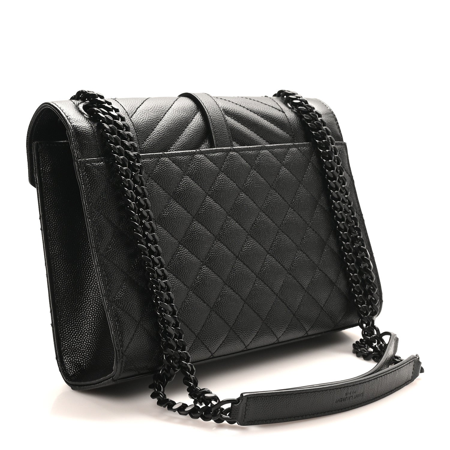 Saint Laurent Grain De Poudre Textured Mixed Matelasse Triquilt Medium Monogram Monochrome Satchel Black 3 of 10
