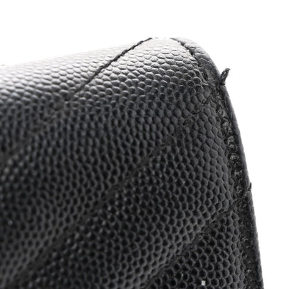 Saint Laurent Grain De Poudre Matelasse Chevron Monogram Envelope Chain Wallet Black 11 of 12