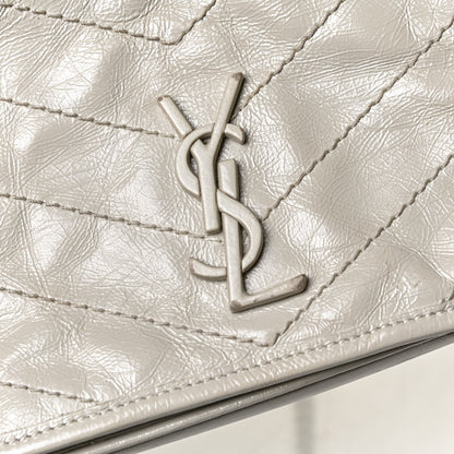 Saint Laurent Crinkled Calfskin Matelasse Monogram Niki Chain Wallet Crema Soft 13 of 15