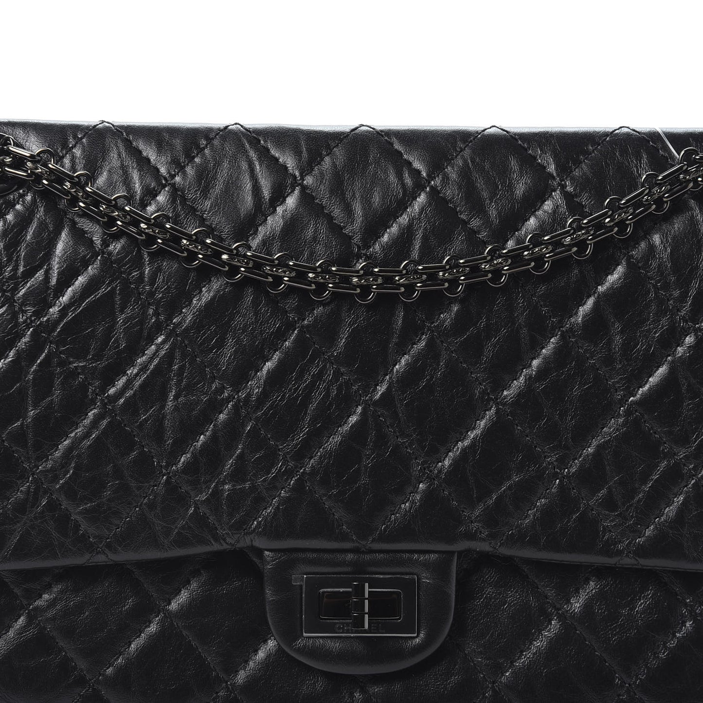 Aged Calfskin Quilted 2.55 Reissue 226 Flap So Black