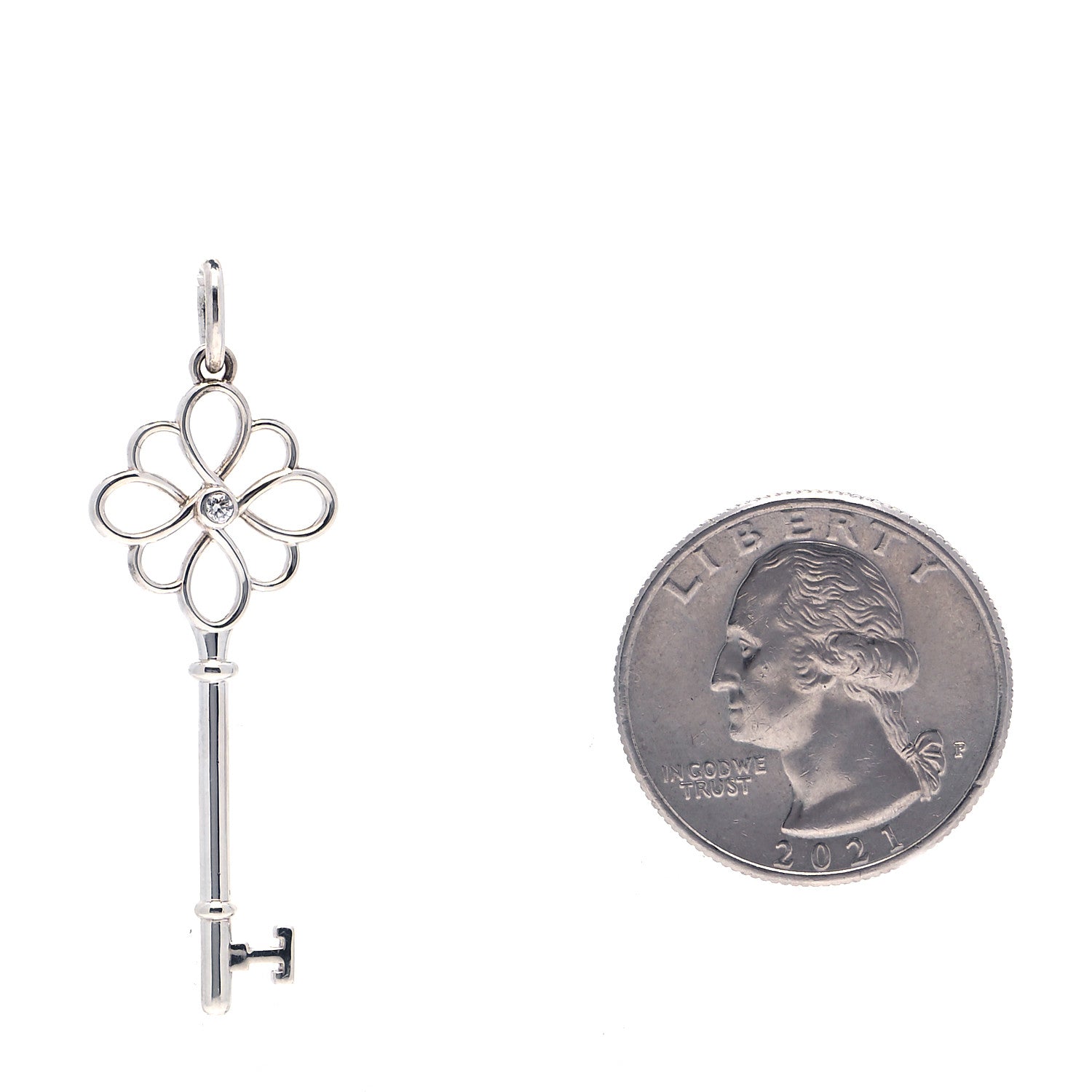 Tiffany Sterling Silver Diamond Knot Key Pendant 2 of 4
