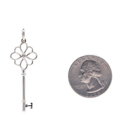 Tiffany Sterling Silver Diamond Knot Key Pendant 2 of 4