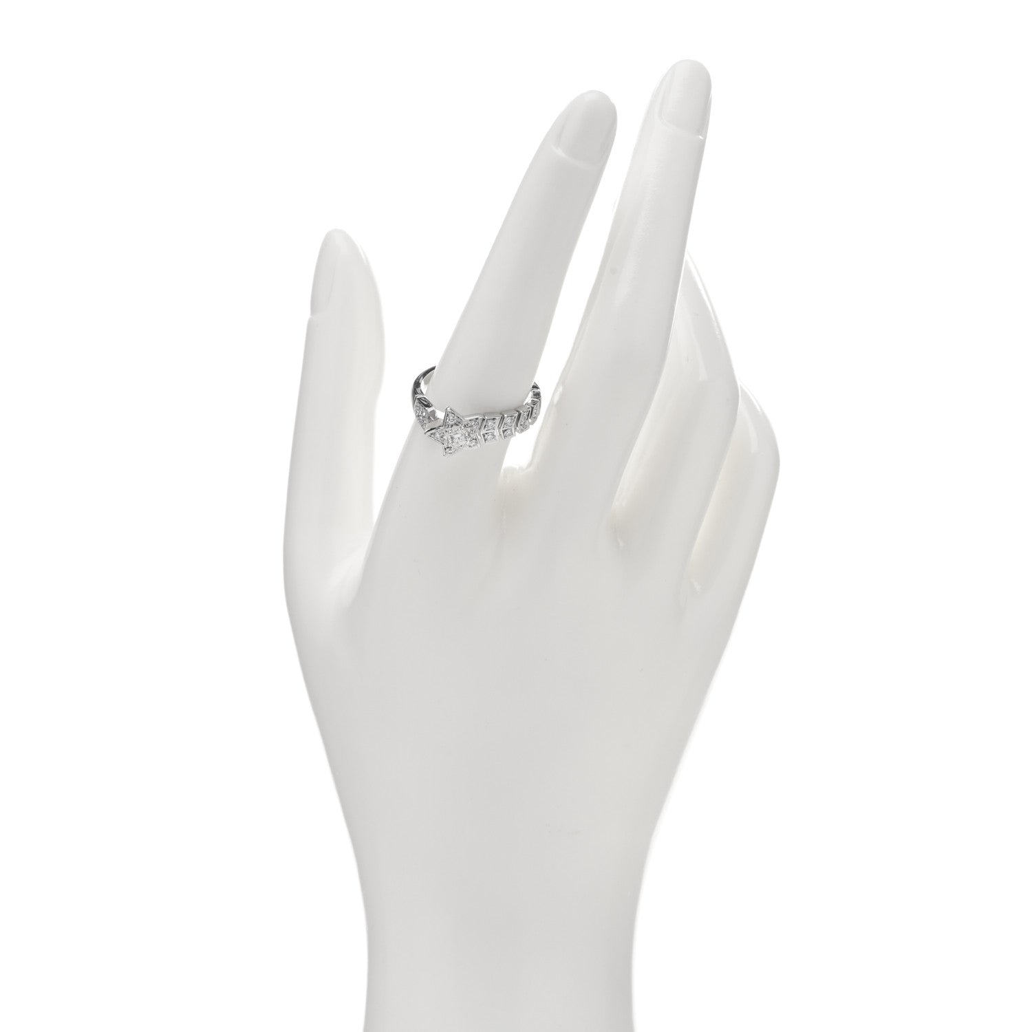 Chanel 18K White Gold Diamond Comete Chevron Ring 58 8.25 2 of 5