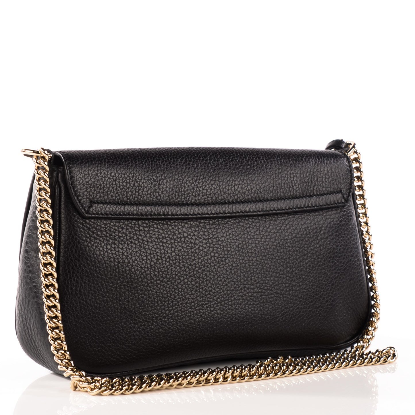 Pebbled Calfskin Medium Soho Flap Crossbody Black