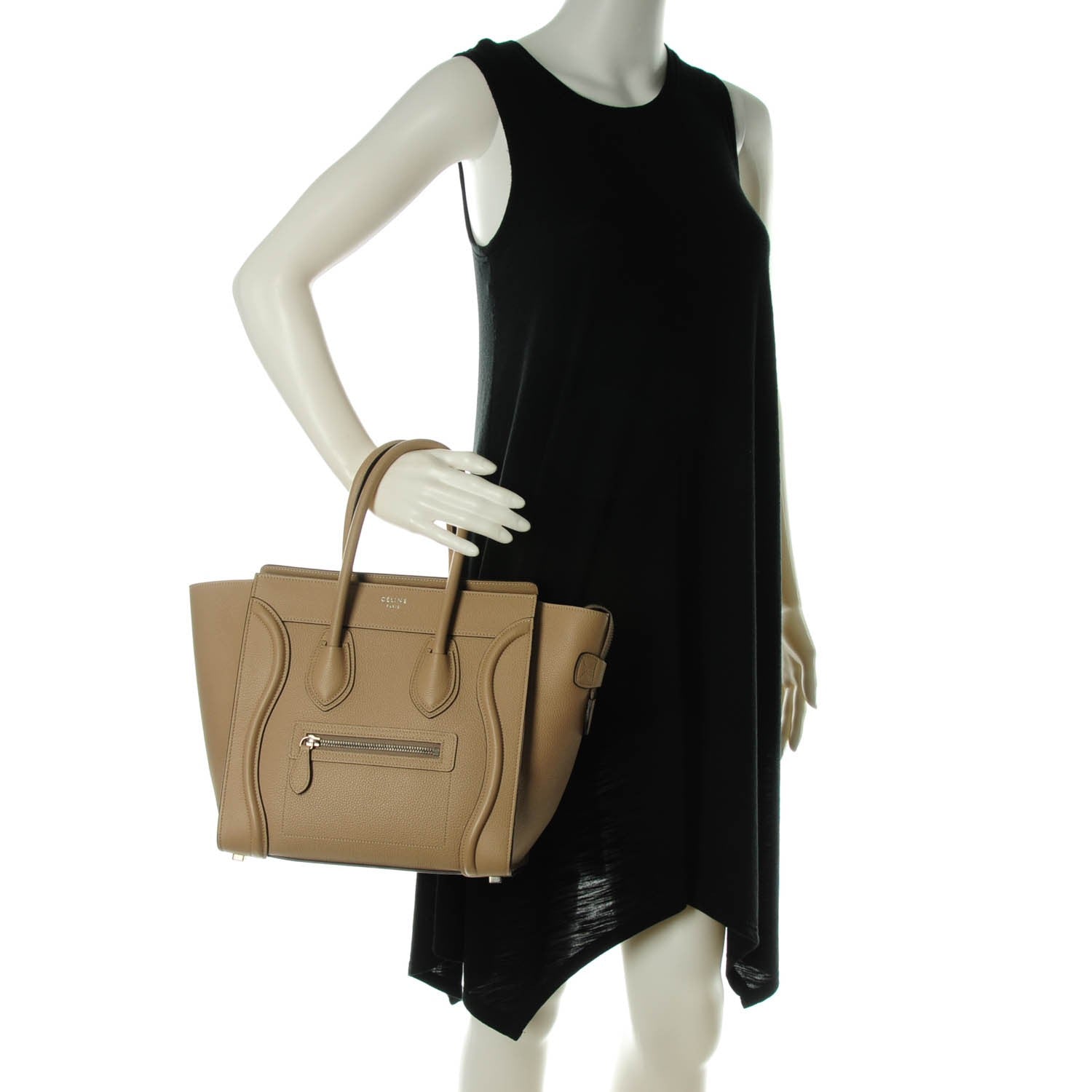 Celine Drummed Calfskin Micro Luggage Dune 2 of 8