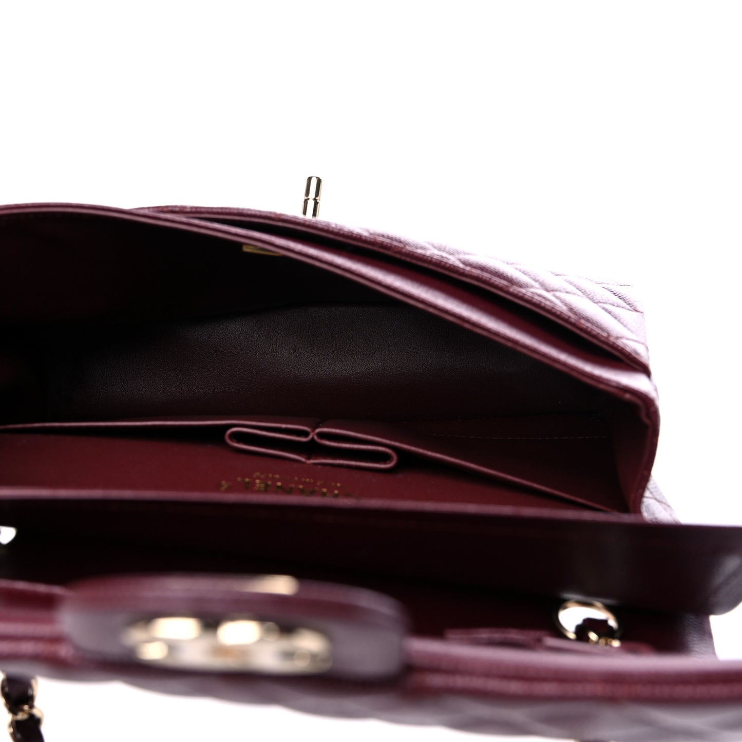 Caviar Quilted Small Double Flap Burgundy