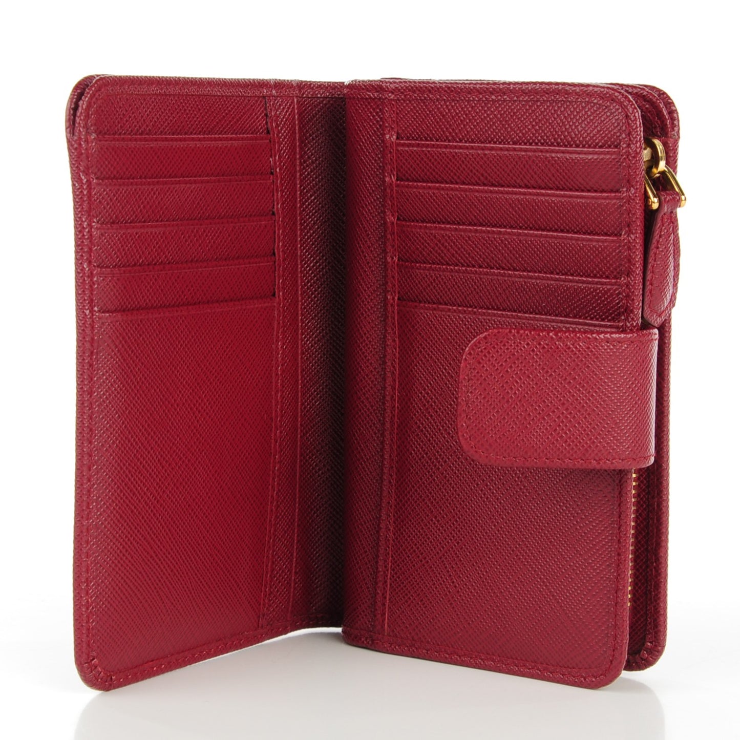 Saffiano Metal Compact Wallet Cherry