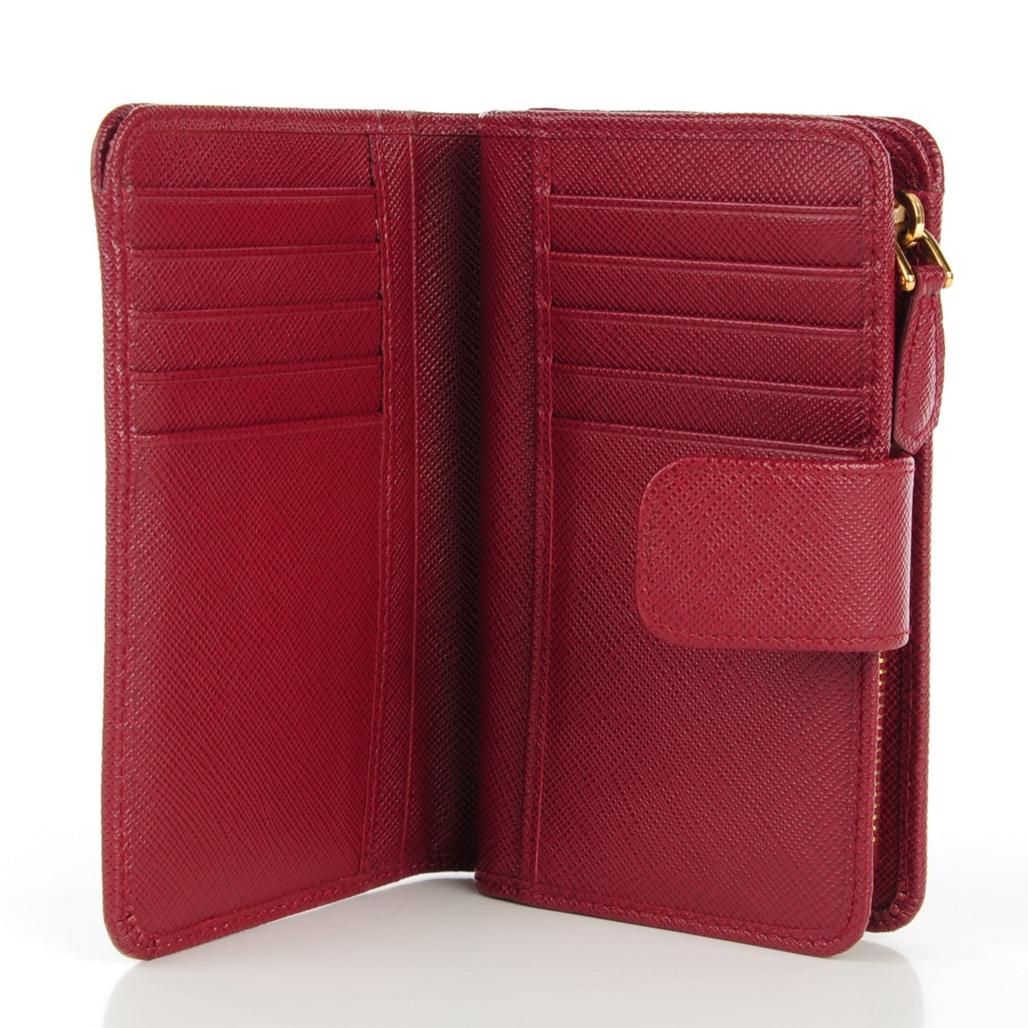 Prada Saffiano Metal Compact Wallet Cherry 5 of 7