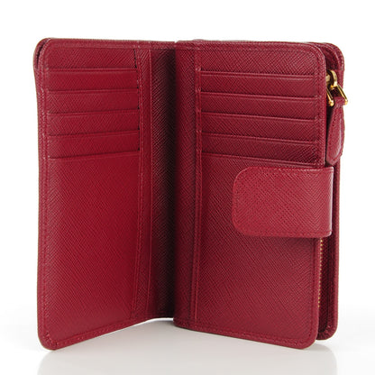 Prada Saffiano Metal Compact Wallet Cherry 5 of 7