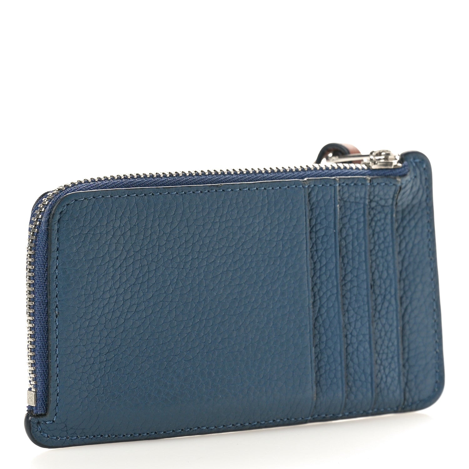 Loewe Soft Grained Calfskin Coin Card Holder Blue Caramel 3 of 8
