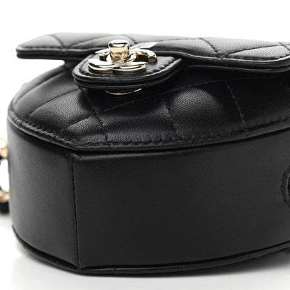 Chanel Lambskin Quilted CC In Love Heart Waist Belt Bag With Chain Black 10 of 10