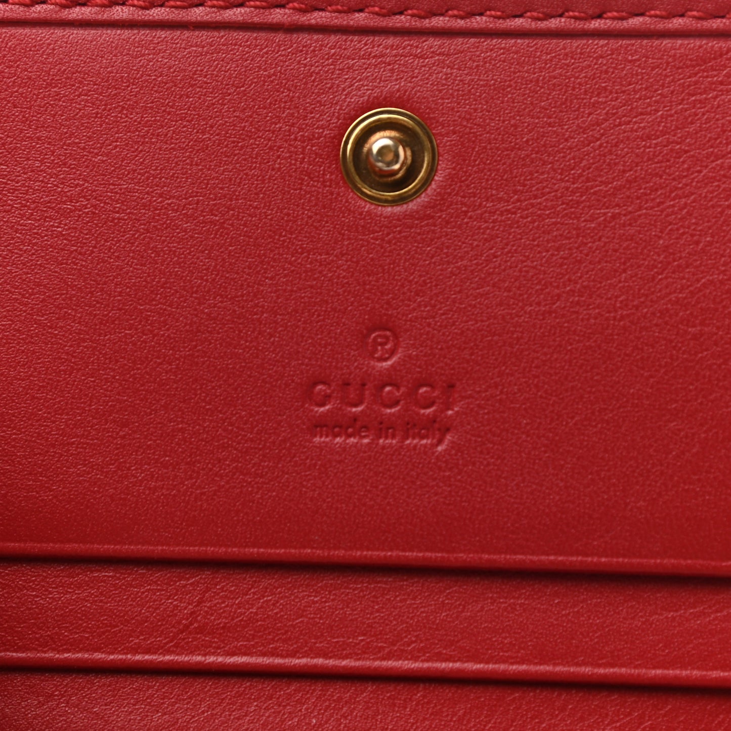 Calfskin Matelasse GG Marmont Card Case Wallet Hibiscus Red