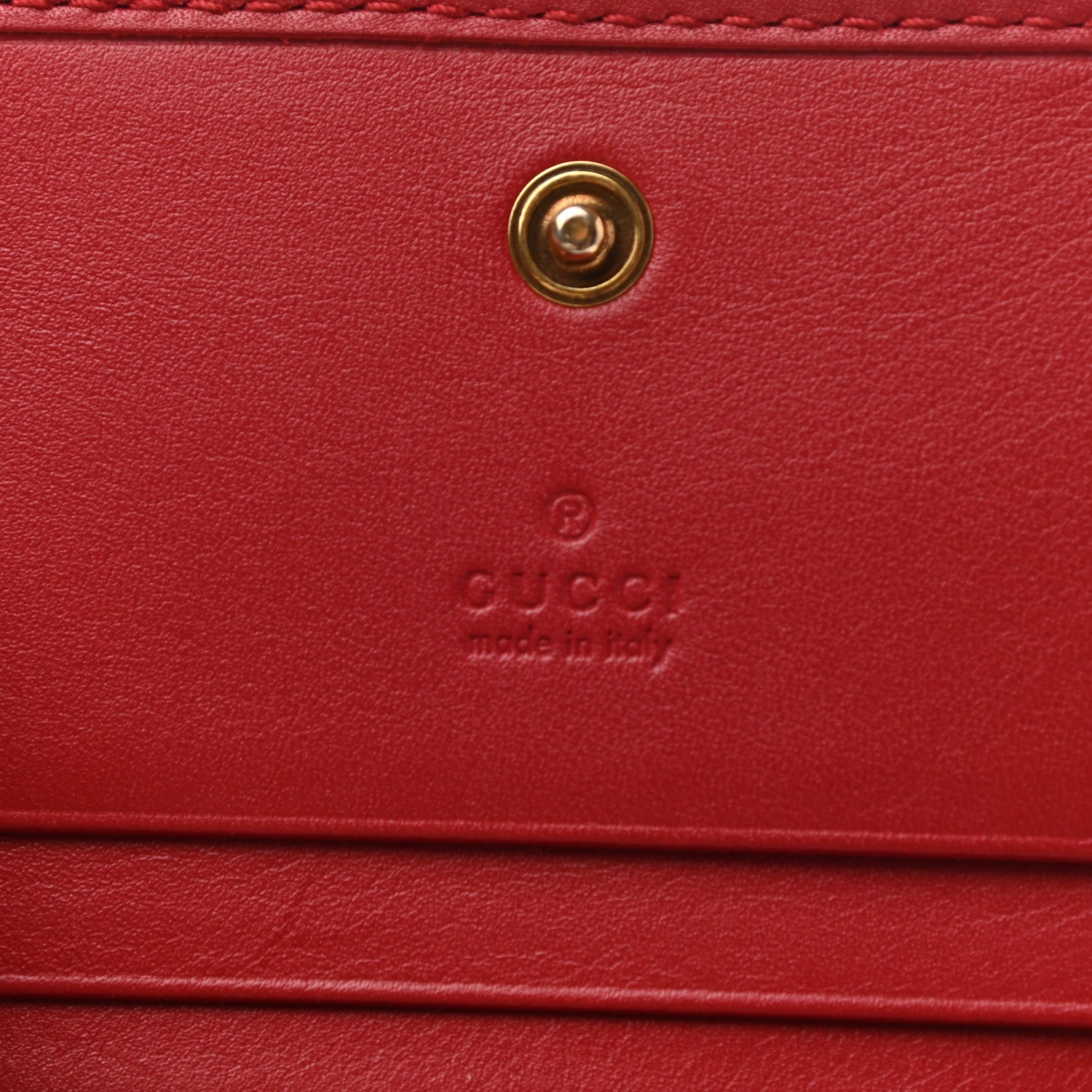 Gucci Calfskin Matelasse GG Marmont Card Case Wallet Hibiscus Red 6 of 8