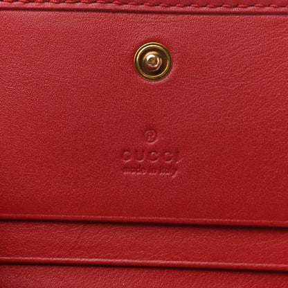 Gucci Calfskin Matelasse GG Marmont Card Case Wallet Hibiscus Red 6 of 8