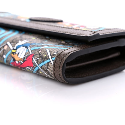 Gucci X DISNEY GG Supreme Monogram Donald Duck Interlocking G Continental Wallet Beige Multicolor New Acero 9 of 10