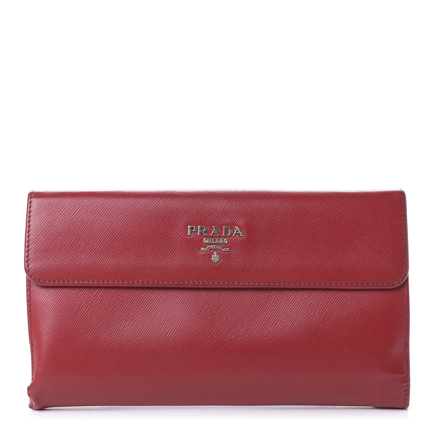 Prada Saffiano Metal Continental Flap Wallet Fuoco 1 of 7