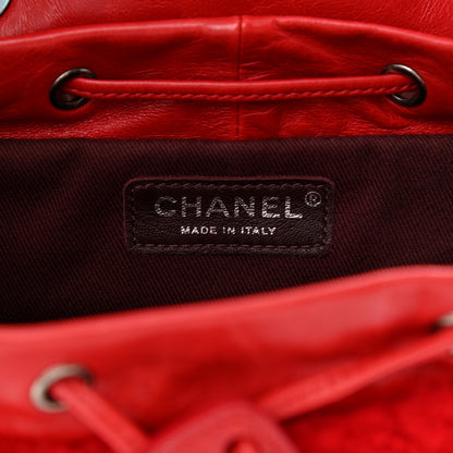 Chanel Glazed Calfskin Shearling Quilted Small Mountain Backpack Red 6 of 8