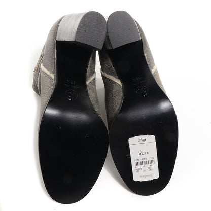 Chanel Distressed Shearling Ankle Boots Shoes 38.5 Black Beige 5 of 7
