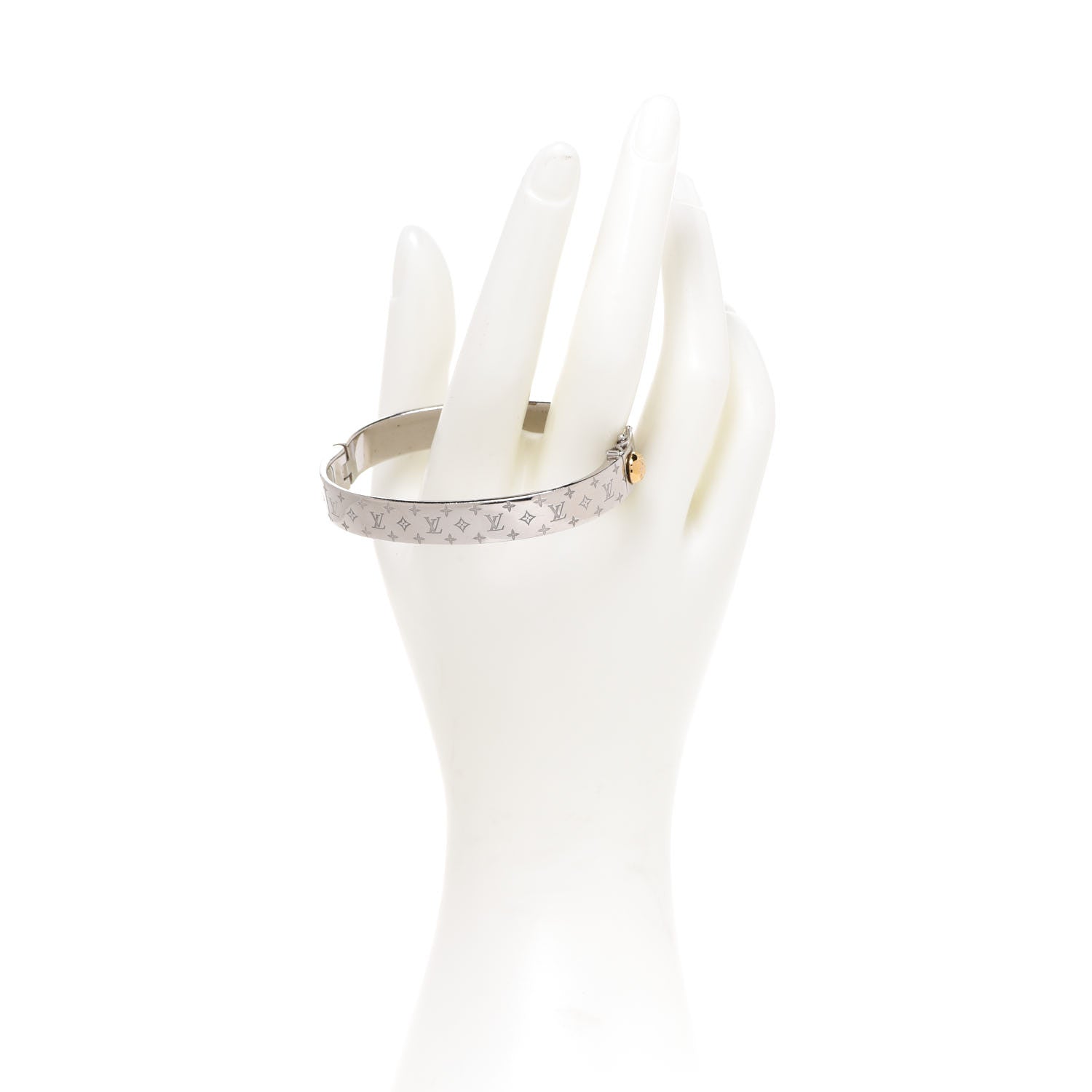 Louis Vuitton Brass Palladium Plated Nanogram Cuff M Silver 2 of 6