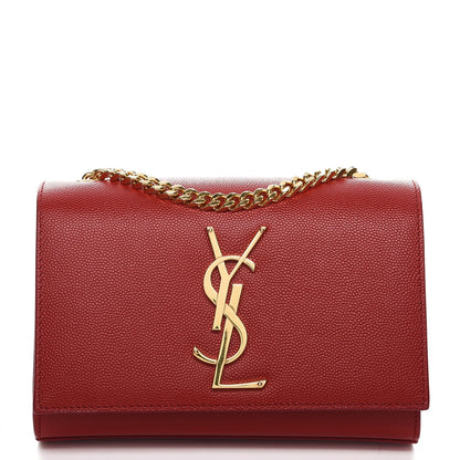 Saint Laurent Grain De Poudre Small Monogram Kate Satchel Red 1 of 7