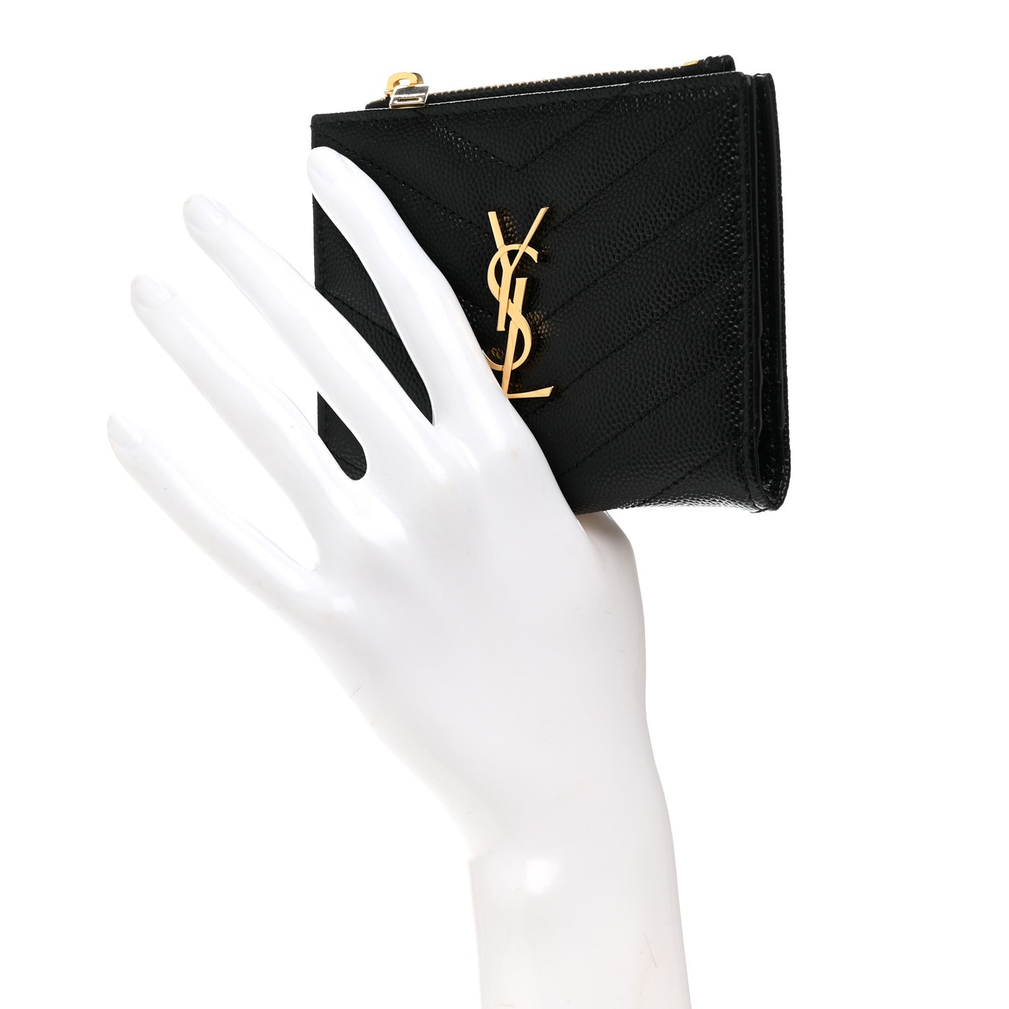 Grain De Poudre Matelasse Chevron Monogram Zipped Card Case Black