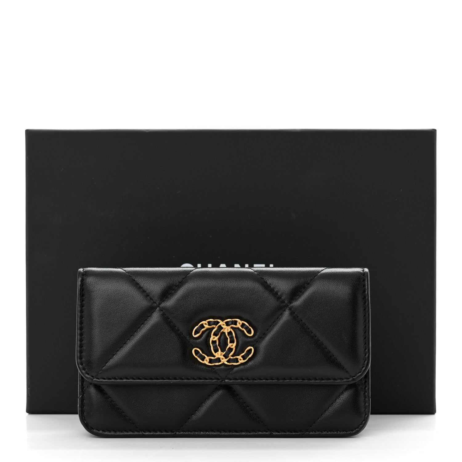 Chanel Lambskin Quilted Chanel 19 Belt Phone Holder Bag Black 13 of 13