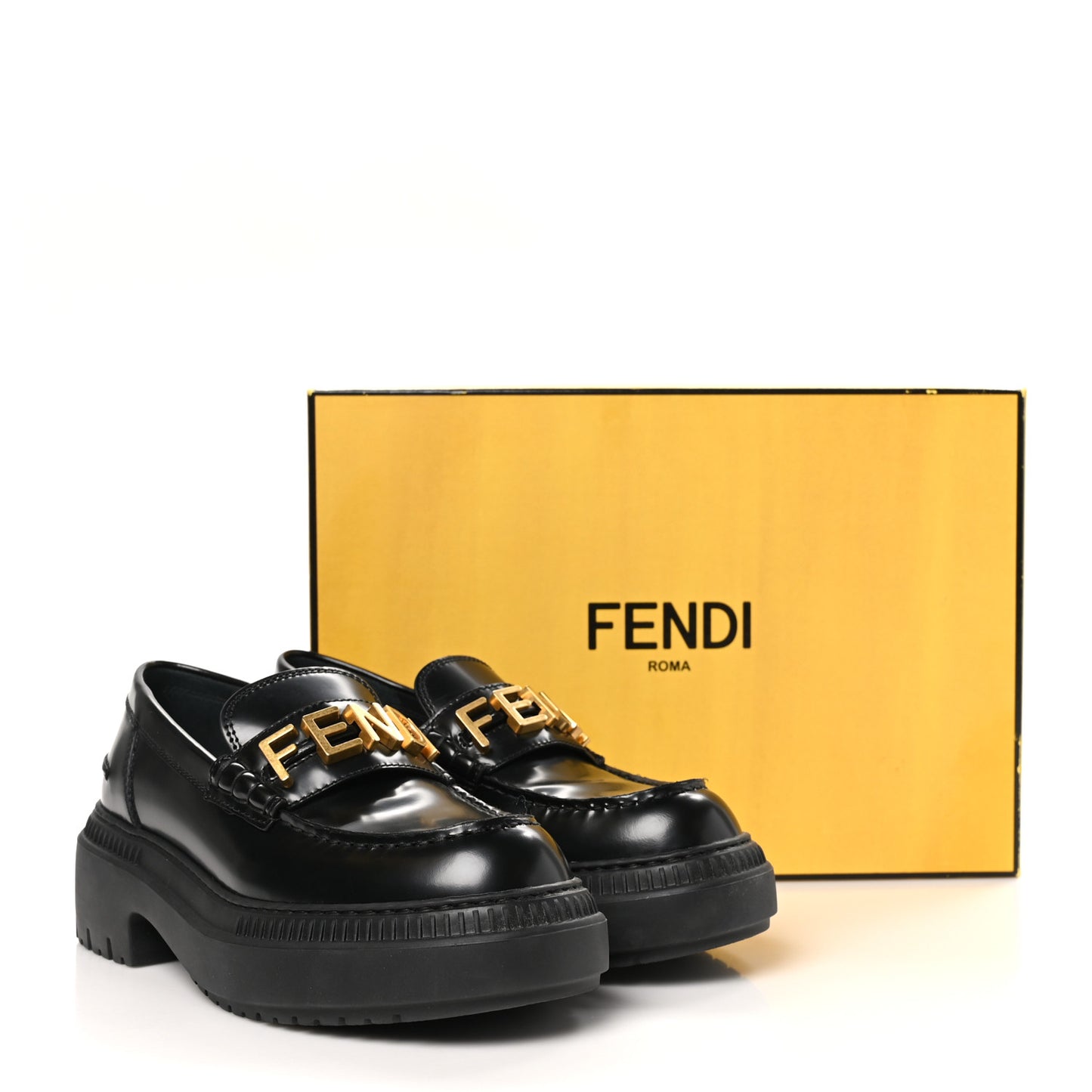 Vitello Abrasivato Fendigraphy 50mm Loafers 38.5 Black