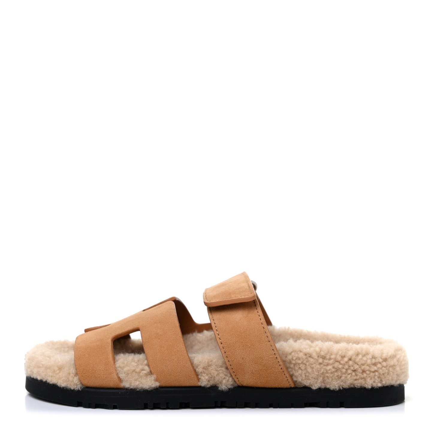 Suede Goatskin Woolskin Womens Chypre Sandals 36.5 Golden Beige