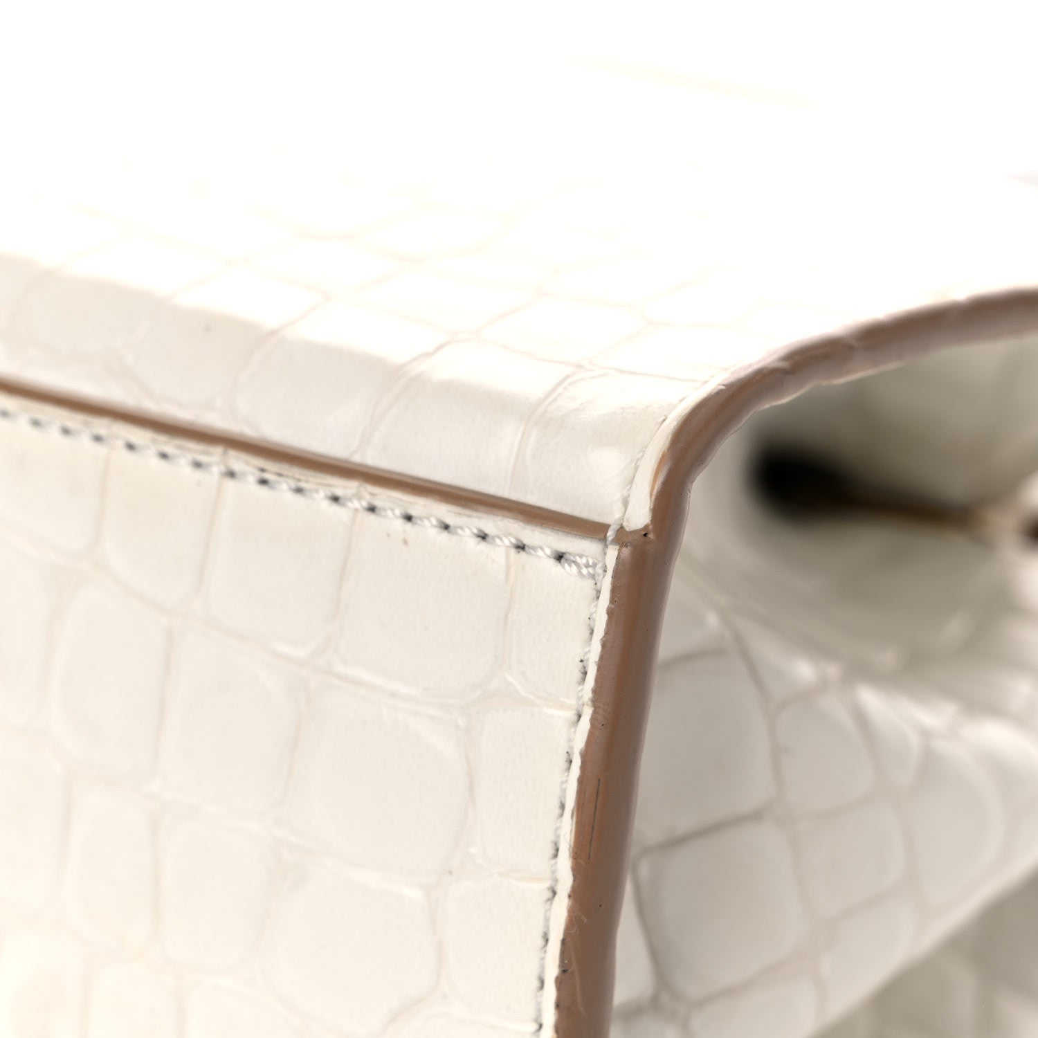 Stella McCartney Crocodile Embossed Structured Shoulder Bag White 9 of 14