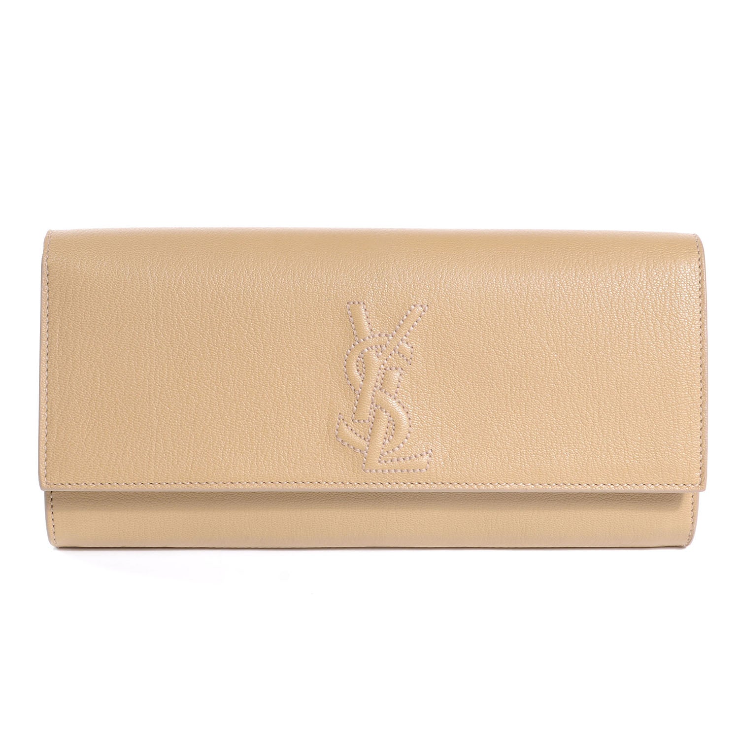Saint Laurent Leather Small Belle de Jour Clutch Beige 1 of 6