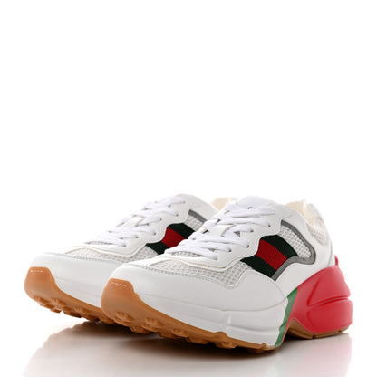 Gucci Lavaredo Eco Fabric Mesh Web Womens Rhyton Reflective Sneakers 36 Great White Green Red Silver 3 of 8