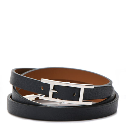 Hermes Swift Hapi 3 MM Triple Tour Bracelet L Bleu Indigo 1 of 6