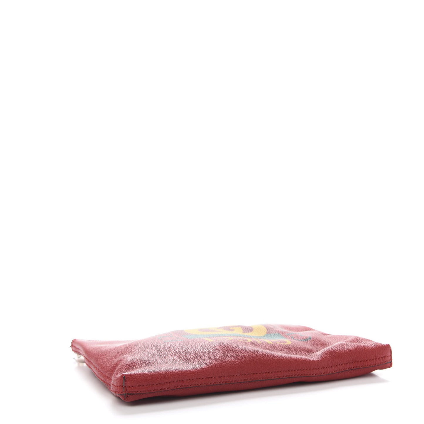 Pebbled Calfskin Medium Logo Portfolio Clutch Hibiscus Red