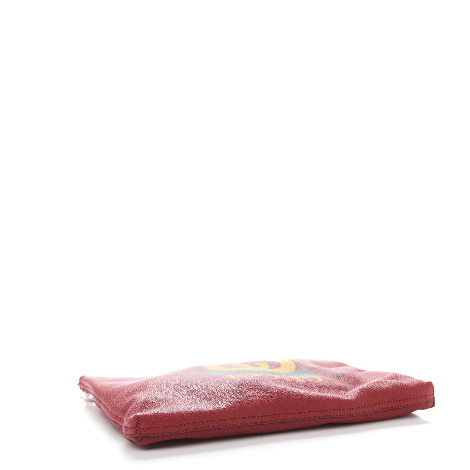 Gucci Pebbled Calfskin Medium Logo Portfolio Clutch Hibiscus Red 4 of 9