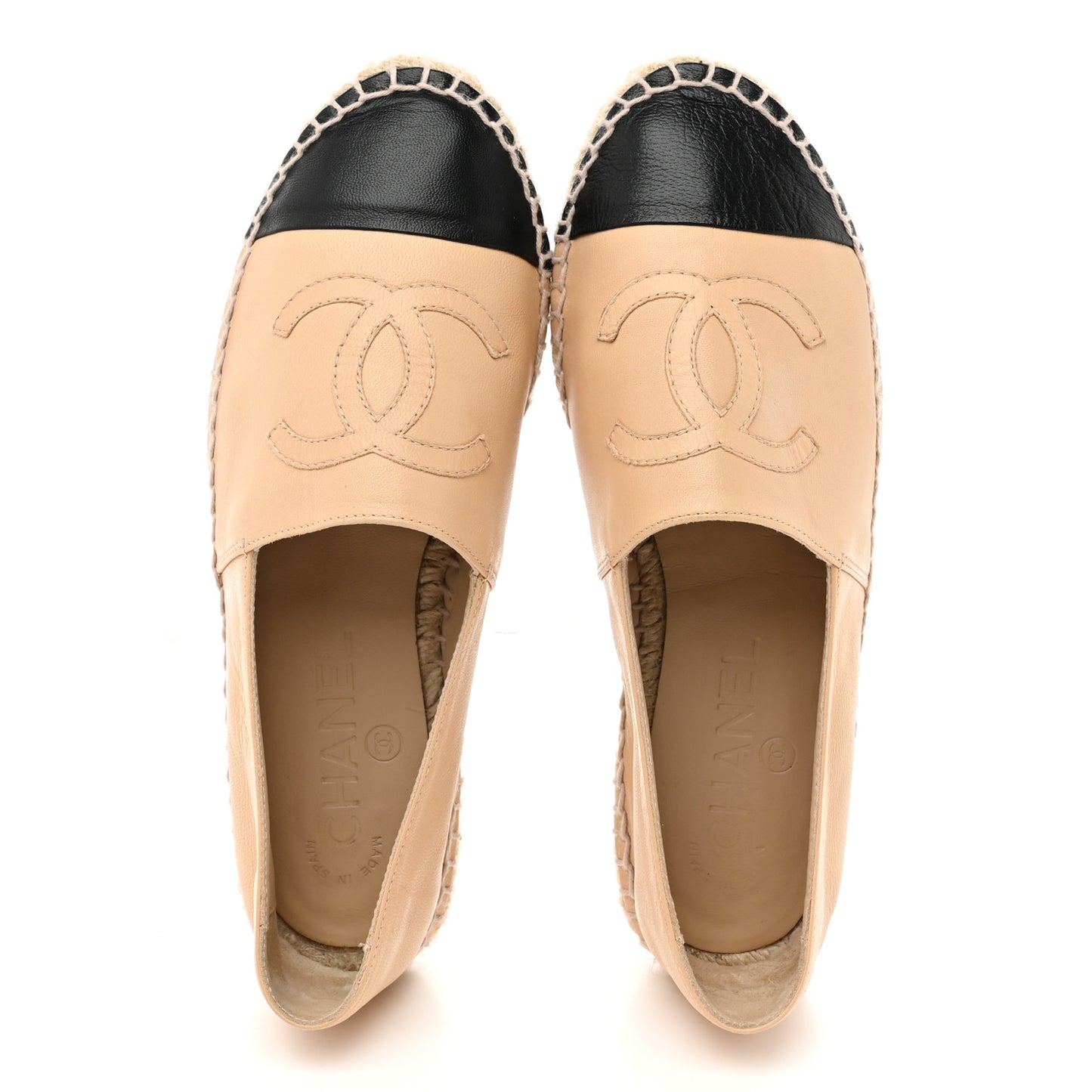 Lambskin CC Espadrilles 35 Beige Black