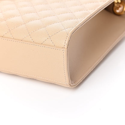 Saint Laurent Grain De Poudre Mixed Matelasse Large Triquilt Monogram Satchel Nude Powder 9 of 10