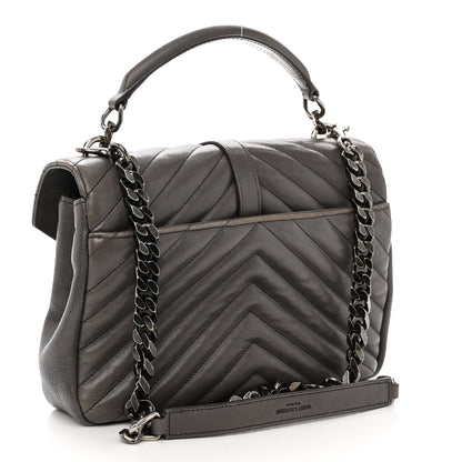 Saint Laurent Sheepskin Matelasse Chevron Monogram Medium College Bag Light Coal 3 of 12