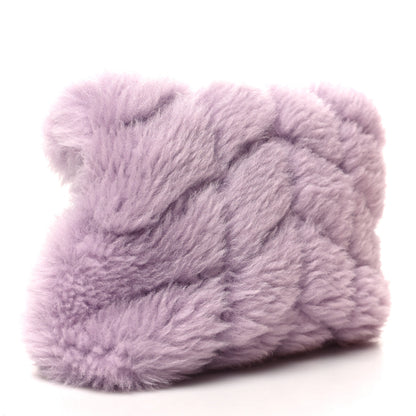 Saint Laurent Shearling Quilted Monogram Loulou Puffer Pouch Clutch Lilac 4 of 13
